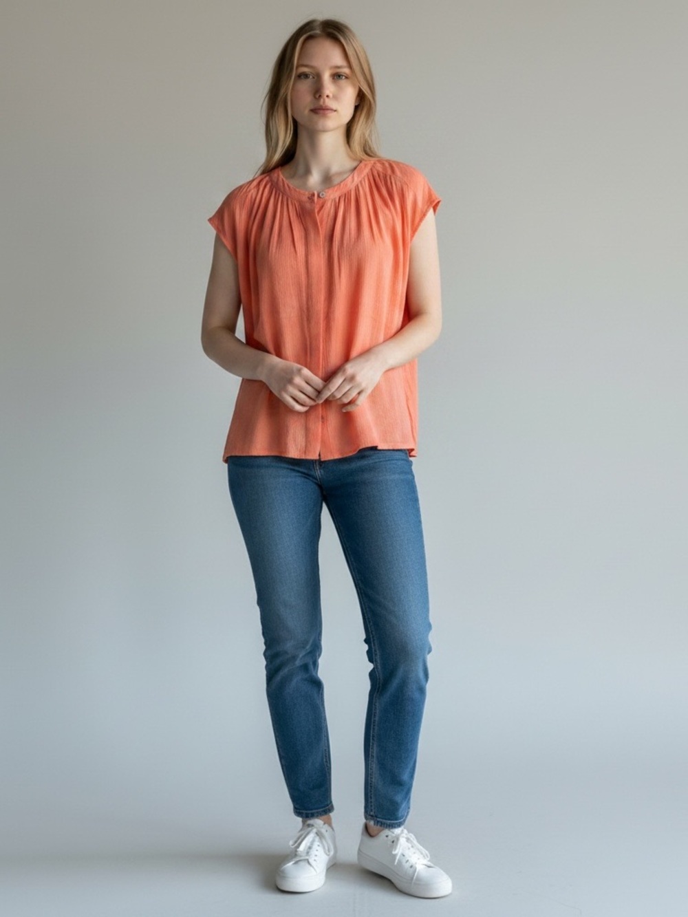 Doe & Rae Sleeveless Button‑Front Top NWOT   Large- XL
